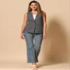 Allegra K Cotton Linen Vest for Women's Casual V Neck Button Down Sleeveless Jacket Large Dark Gray view 4