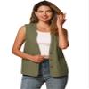 Allegra K Cotton Linen Vest for Women's Casual V Neck Button Down Sleeveless Jacket X-Small Army Green view 1