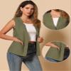 Allegra K Cotton Linen Vest for Women's Casual V Neck Button Down Sleeveless Jacket X-Small Army Green view 2
