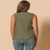Allegra K Cotton Linen Vest for Women's Casual V Neck Button Down Sleeveless Jacket X-Small Army Green view 3