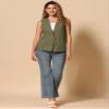 Allegra K Cotton Linen Vest for Women's Casual V Neck Button Down Sleeveless Jacket X-Small Army Green view 4