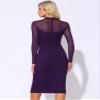 Allegra K Sheer Mesh Dress for Women 2026 Mock Neck Long Sleeve Ruched Elegant Cocktail Valentines Day Bodycon Dresses Small Purple view 3