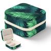 NWTRJ Jewelry Box for Women Portable PU Leather Jewelry Storage Holder Waterproof Travel Mini Jewelry Organizer Case for Ring Pendant Earring Necklace Bracelet Tropical Palm Leaves view 1
