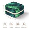 NWTRJ Jewelry Box for Women Portable PU Leather Jewelry Storage Holder Waterproof Travel Mini Jewelry Organizer Case for Ring Pendant Earring Necklace Bracelet Tropical Palm Leaves view 2