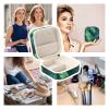 NWTRJ Jewelry Box for Women Portable PU Leather Jewelry Storage Holder Waterproof Travel Mini Jewelry Organizer Case for Ring Pendant Earring Necklace Bracelet Tropical Palm Leaves view 4