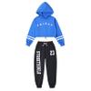 LOLANTA Girls Hip Hop Dance Outfit 2 Piece Long Sleeve Cropped Hoodie Sweatshirt And Sweatpants Set (Blue, 6-7) view 1