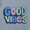 Life is Good - Womens Good Vibes Hand Drawn Boxy Crusher T-Shirt, Color Stone Blue, Size: Medium view 3
