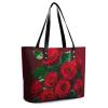 Red And Roses Leather Lady's Handbag Crossbody Purse for Women Ladies Soft Shoulder Bag Medium Roomy Handbag Fashion Tote Top Handle Satchel view 3