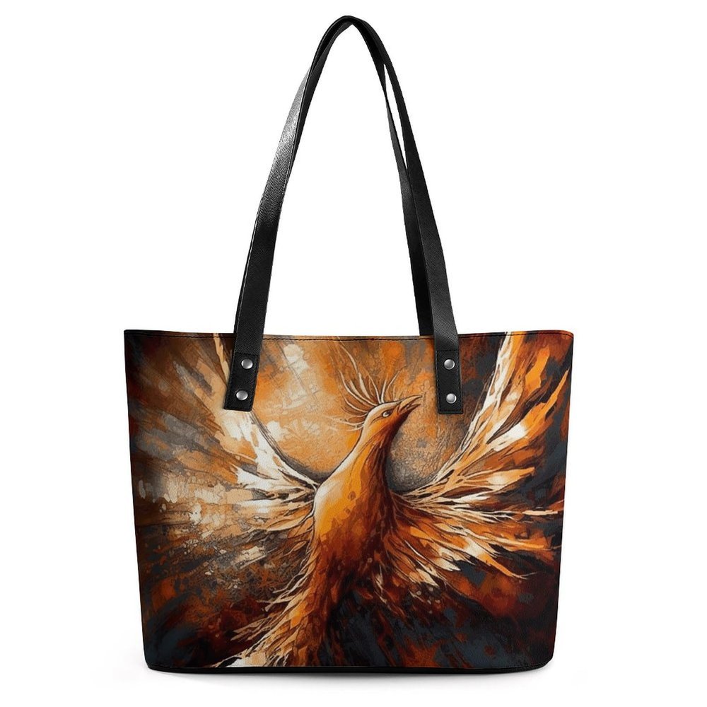 Abstract Phoenix Leather Lady's Handbag Crossbody Purse for Women Ladies Soft Shoulder Bag Medium Roomy Handbag Fashion Tote Top Handle Satchel