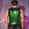 Lars Amadeus Sequin Tank Top for Men's Shiny Nightclub Party Metallic Sleeveless T-Shirts X-Large Green view 2