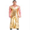 winying Mens Hippie Costume Disco Jazz Rock Dance Romper Festival Party Performance Costume Gold Medium view 1