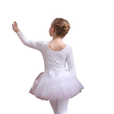 Ballet Leotards for Girls Tulle Bowknot Skate Ballerina Outfit for Girls Ballerina Costume for Dance(Gray,120)