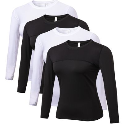 Women's Athletic Compression Shirts Summer Long Sleeve Sun Shirt Mesh Workout Base Layer Thumb Holes Yoga T Shirt Sports Tops
