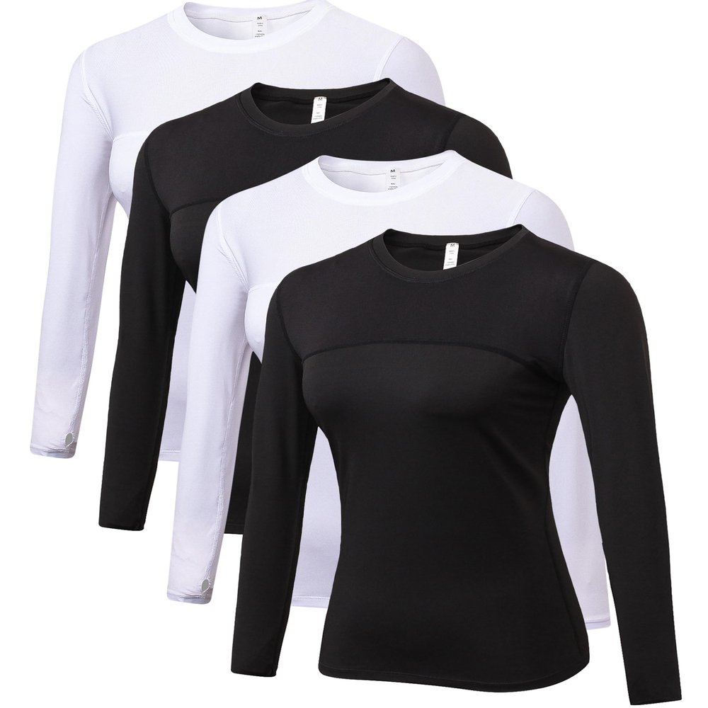 Women's Athletic Compression Shirts Summer Long Sleeve Sun Shirt Mesh Workout Base Layer Thumb Holes Yoga T Shirt Sports Tops