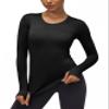 Women's Athletic Compression Shirts Summer Long Sleeve Sun Shirt Mesh Workout Base Layer Thumb Holes Yoga T Shirt Sports Tops view 2
