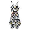 Black And White Checkered Car Dresses for Women Printed Cross Backless Mini Dress Wedding Party Short Dresses XL view 2