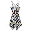 Black And White Checkered Car Dresses for Women Printed Cross Backless Mini Dress Wedding Party Short Dresses XL view 3