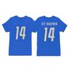 Amon-Ra St. Brown #14 Detroit Football Shirt Jersey 100% Cotton (US, Alpha, Medium, Blue Alternate) view 1