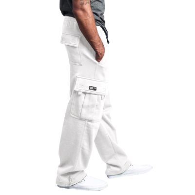 White Mens Cargo Sweatpants Open Bottom Outdoor Plus Size Hiking Joggers Loose Fit Cotton Workout Sweat Pants with Pockets Winter Sweatpants for Men Workout Joggers Men Men's Joggers Sweatpants