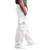 White Mens Cargo Sweatpants Open Bottom Outdoor Plus Size Hiking Joggers Loose Fit Cotton Workout Sweat Pants with Pockets Winter Sweatpants for Men Workout Joggers Men Men's Joggers Sweatpants view 1