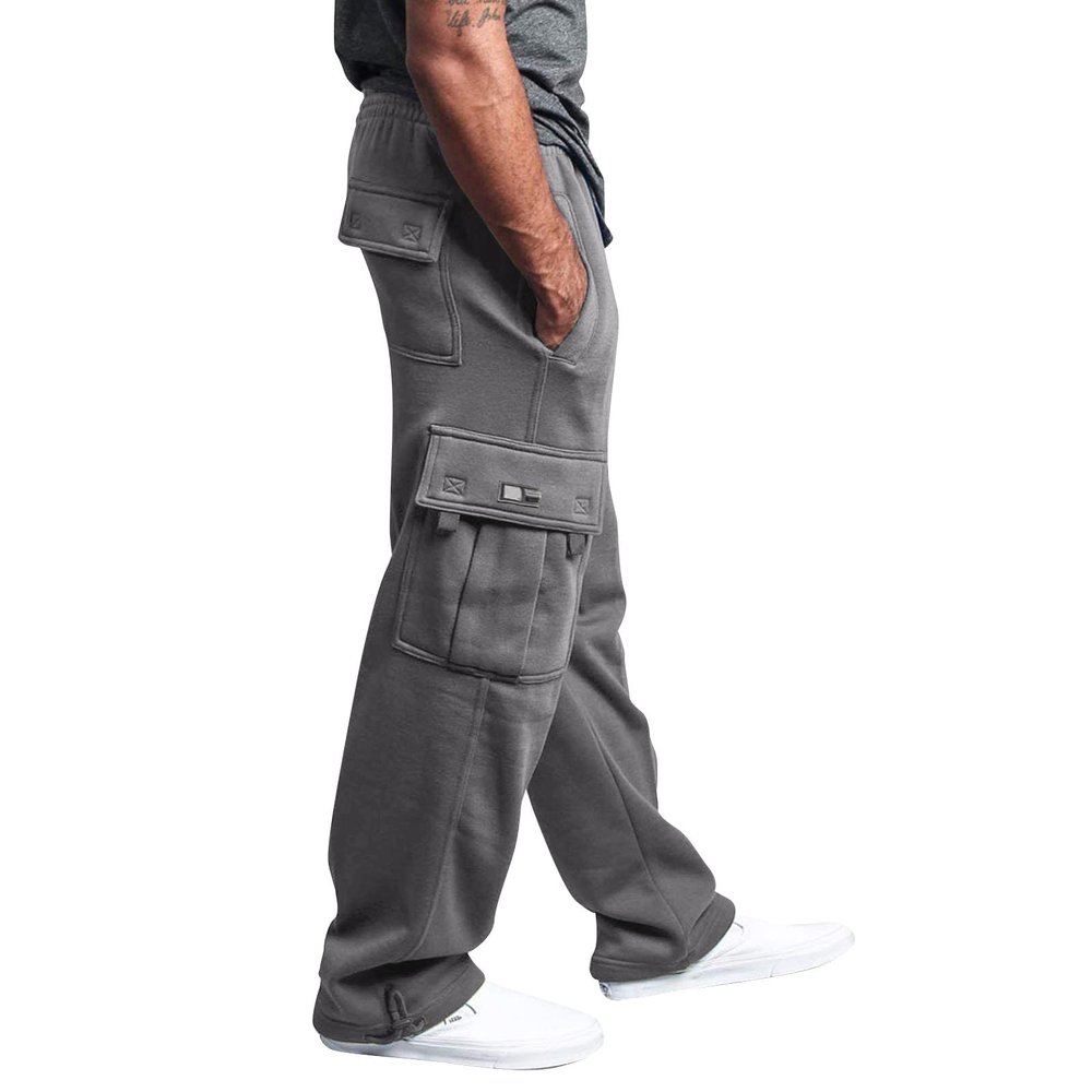 Baggy Cargo Sweatpants for Men Loose Fit Straight Leg Sweatpants Outdoor Sports Jogger Hiking Pants Multi Pockets Plus Size Golf Cargo Joggers for Men Open Bottom Big and Tall Gym Jogger Sweatpants