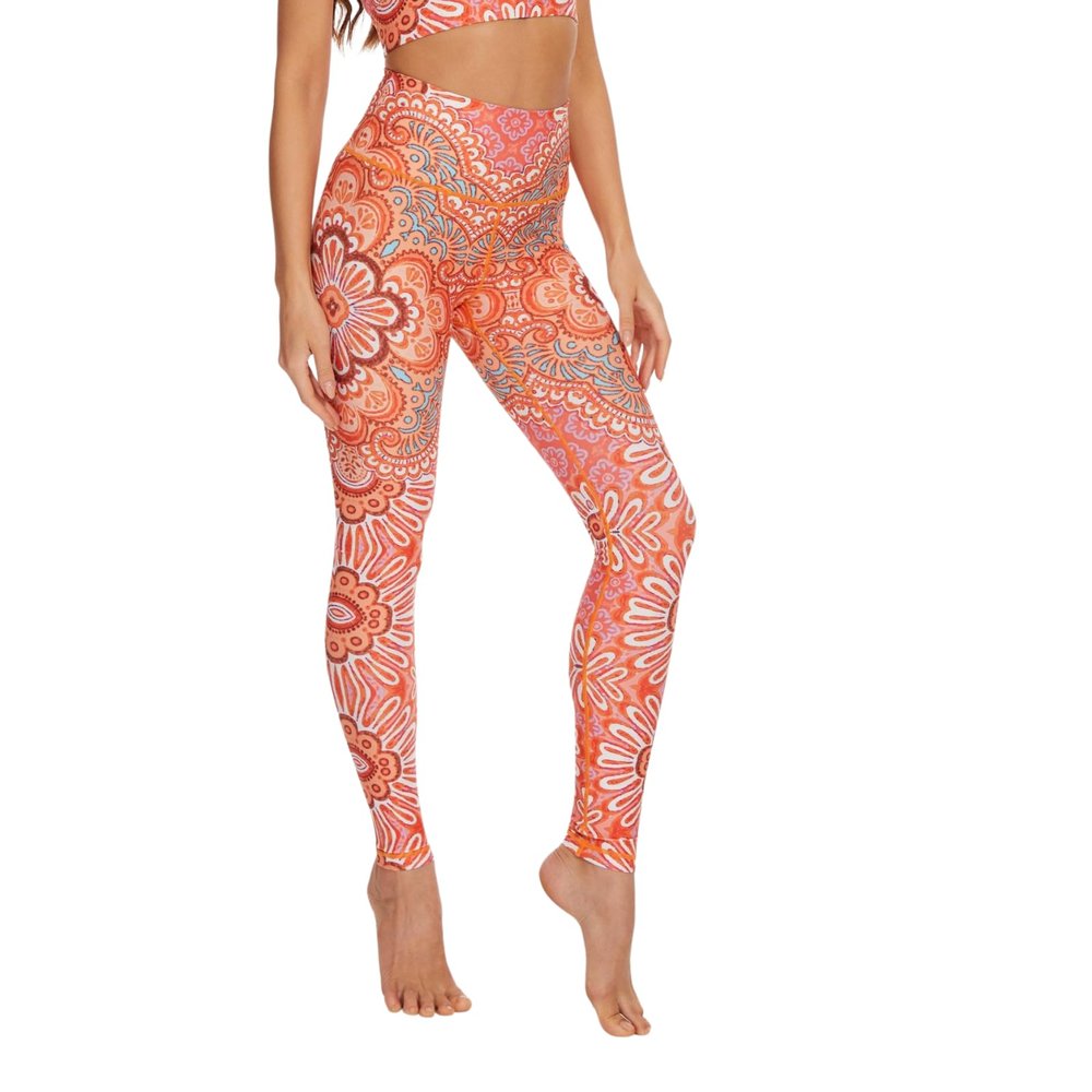 Chisportate Saffron Tango Exotic High Waist Yoga Legging Power Flex Tummy Control Workout Stretch Sport Yoga Pants for Gym Exercise Fitness
