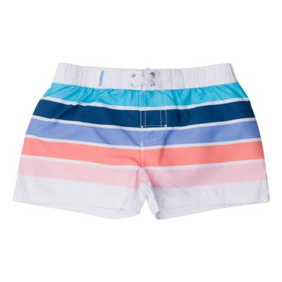 RUGGEDBUTTS Boys UPF50+ Sun Protection Striped Color Block Swim Trunks - Seaside Stripe, 2T