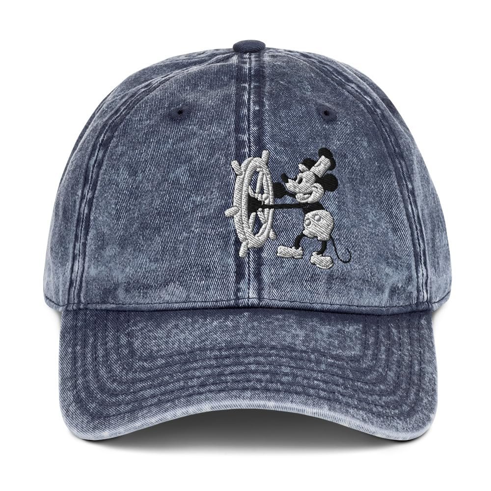 1928 Cartoon Mouse Vintage Cotton Twill Cap, Retro, Vintage Navy