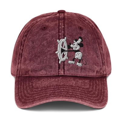 1928 Cartoon Mouse Vintage Cotton Twill Cap, Retro, Vintage Maroon