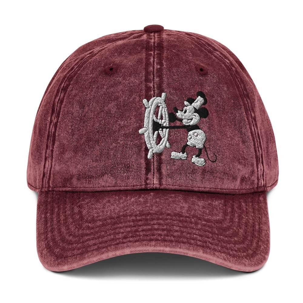 1928 Cartoon Mouse Vintage Cotton Twill Cap, Retro, Vintage Maroon
