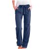Wide Leg Linen Pants for Women Baggy Lightweight Casual Pants High Waist Drawstring Palazzo Pants Trousers w/Pockets Wedding Pant Suits Jogger Scrubs for Women Stretchy Dress Pants for Women view 2