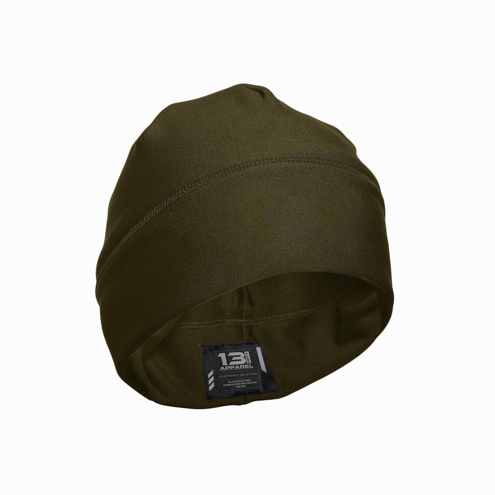 13FA UNMARKED Utility Beanie - USA Patriotic Gear - Poly-Spandex Blend for Stretch-Fit Comfort - Unisex Hi-Vis Winter Hat Green