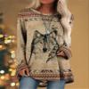 Bengbobar Native American Aztec Print Pullover Western Sweatshirts for Women Long Sleeve Crewneck Sweatshirt Vintage Graphic Shirts Loose Fit Casual Tops Wolf bu-S view 2