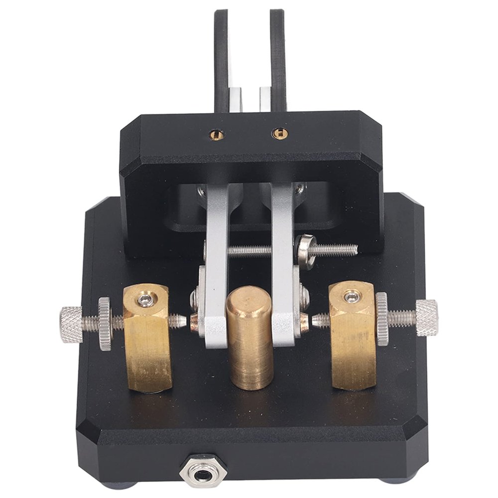 Morse Key Automatic Morse Code Key Double Paddle, Enduring Stainless Steel with Carbon Fiber for Training (Black)