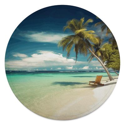 LDTVSFZQ Tropical Holidays Round Beach Blanket, 59.1" X 59.1" Microfibre Cotton Picnic Towel, Circular Beach Blanket Throw with Fringe Round Tapestry for Beach Party Travel Picnic