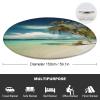 LDTVSFZQ Tropical Holidays Round Beach Blanket, 59.1" X 59.1" Microfibre Cotton Picnic Towel, Circular Beach Blanket Throw with Fringe Round Tapestry for Beach Party Travel Picnic view 2