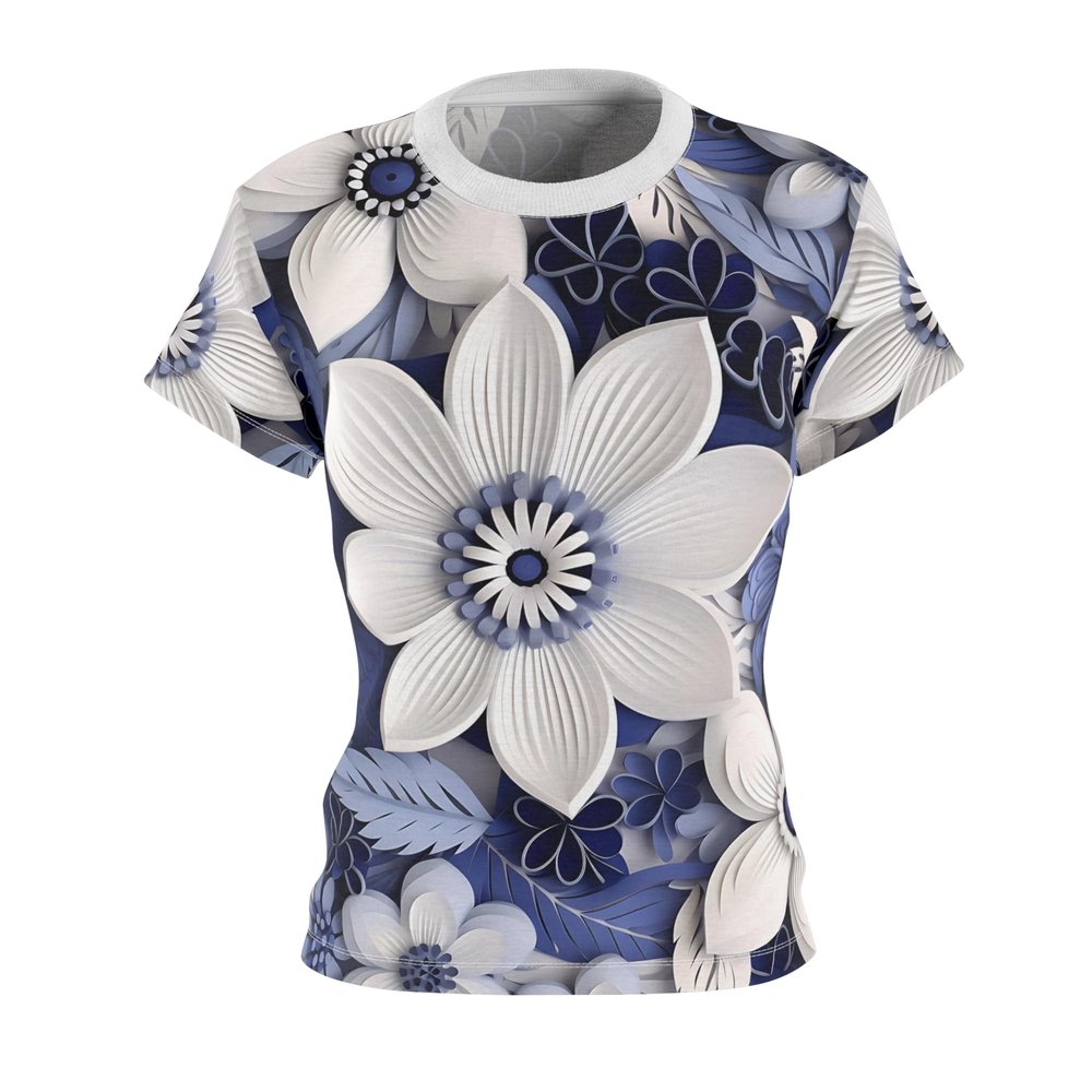 Floral Short Sleeve Tops for Women. Polyester Shirt Whith Print. Womens Graphic T Shirts. Flower Tee Shirts for Women