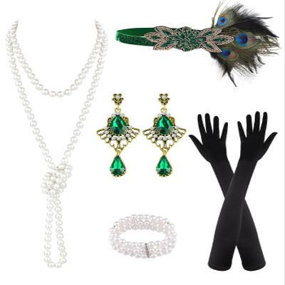 PLULON 6 Pcs 1920s Flapper Great Gatsby Accessories for Women 1920S Women Flapper Accessory Fashion Roaring 20s Costume