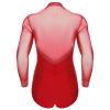 LNJMRU Mens Latin Ballroom Dance Leotard Costume Lapel Collar Sheer Mesh Patchwork Long Sleeve Sparkly Rhinestone Bodysuit(White,XL) view 3