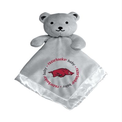 Baby Fanatic Gray Security Bear Blanket - NCAA Arkansas Razorbacks Apparel - Officially Licensed Snuggle Buddy for Babies - Soft Plush & Satin Lining