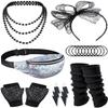 Missanabie 80S Fancy Dress Costume Accessories Bag Headband Errings Fishnet Gloves Necklace Bracelt Leg Warmers Party Outfit Set(BK)