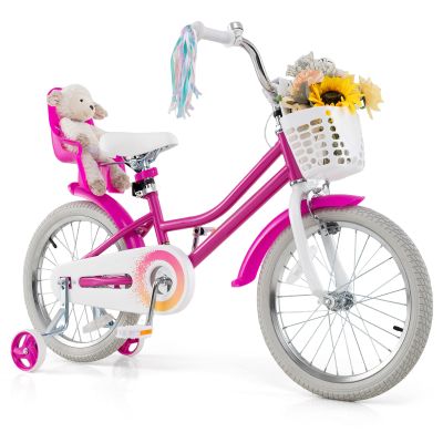 BABY JOY Girls Bike with Streamers & Doll-Seat, Kids Bike for 3-8 Years Old