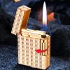 Classic Brushed Gas Lighters, Zinc Alloy Refilled Butane Lighter, Side Wheel Frosted Lighter, Adjustable Flame Flip Lighters, for Outdoor, Camping, Men's Gifts (2025030801-Silver) view 3