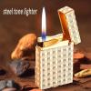 Classic Brushed Gas Lighters, Zinc Alloy Refilled Butane Lighter, Side Wheel Frosted Lighter, Adjustable Flame Flip Lighters, for Outdoor, Camping, Men's Gifts (2025030801-Silver) view 4