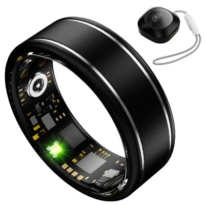 Anarow Smart Ring for Men Women Fitness Tracker Ring with Heart Rate, SpO2, Blood Pressure, Sleep Monitoring, Step & Calorie Counter, No Subscription Fee, iOS & Android Compatible (Black, 12)
