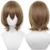 maysuwell Cosplay Wig Cos Short Straight Gold Brown Hair Costume Hair with Bangs Bob for Men Adult Halloween Wigs, Cosplay Con view 1