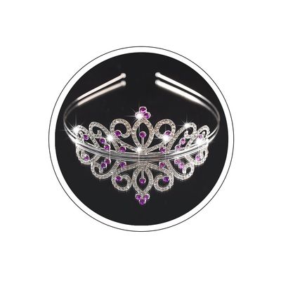 Yheahin Glitter Silver Crystal Princess Tiara Elegant Rhinestone Pearl Crown Wedding Prom Birthday Party Headdress Costume Hair Accessories (Purple-crystal)