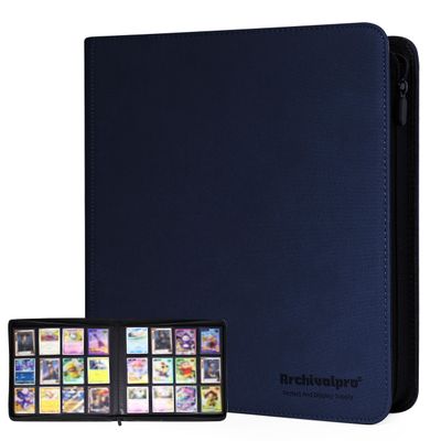 ARCHIVALPRO Premium Trading Card Binder 12 Pocket - 480 Cards Holder Album with Premium PU Leather, Durable Zip Binder for Sports Cards, TCG, MTG, Baseball & Gaming Card Collection(12 Pocket)