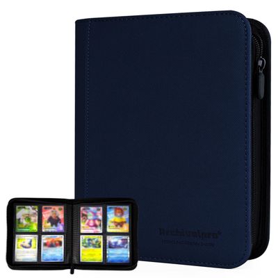 ARCHIVALPRO Premium Trading Card Binder 4 Pocket - 160 Cards Holder Album with Premium PU Leather, Durable Zip Binder for Sports Cards, TCG, MTG, Baseball & Gaming Card Collection(4 Pocket)