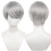 maysuwell Silver White Cosplay Wig Wigs Short Straight Hair with Bangs for Men Anime Cos Perfect for Halloween Party view 1